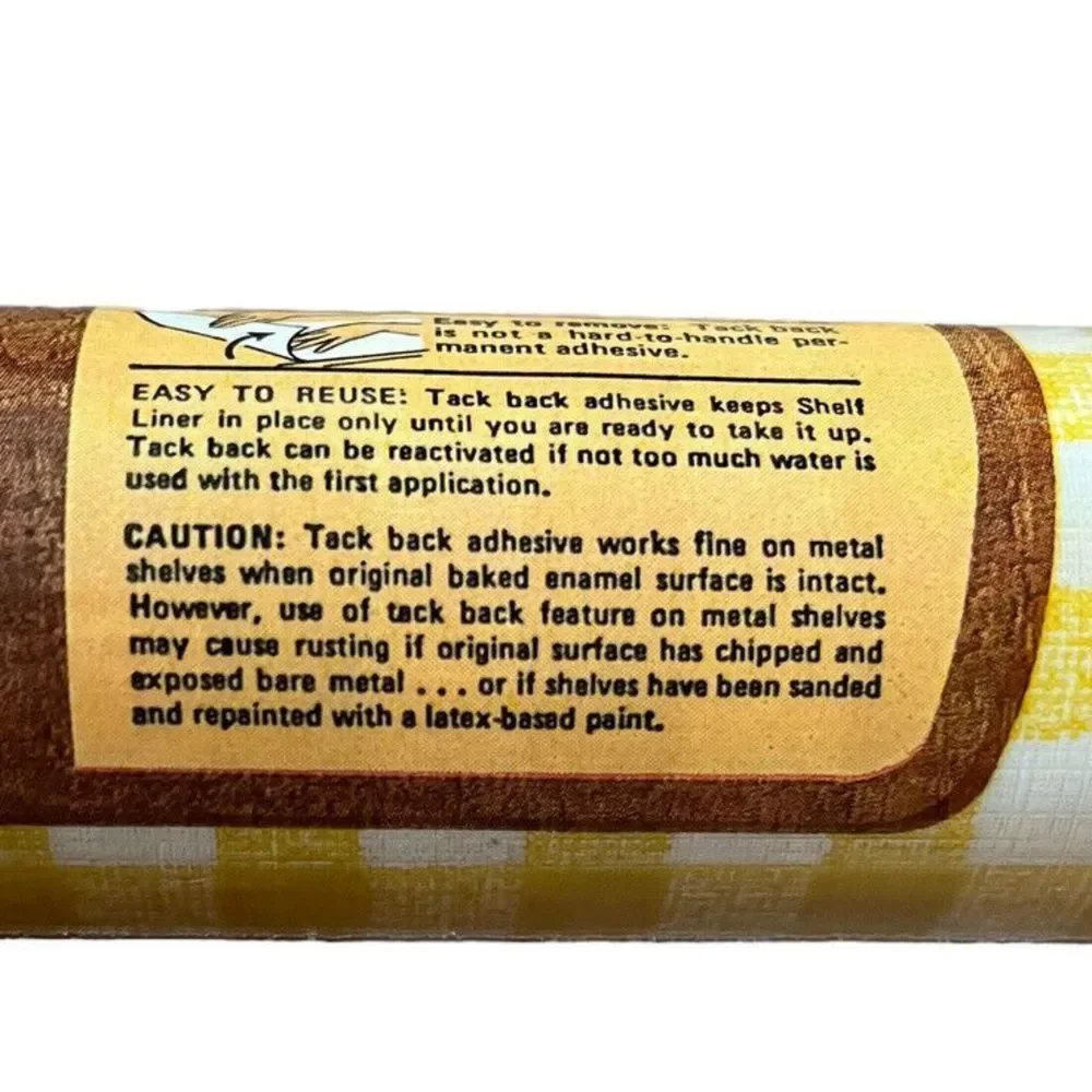 1980 Vintage Rubbermaid Shelf Liner Yellow Gingham Check NEW 10’ Roll NIP